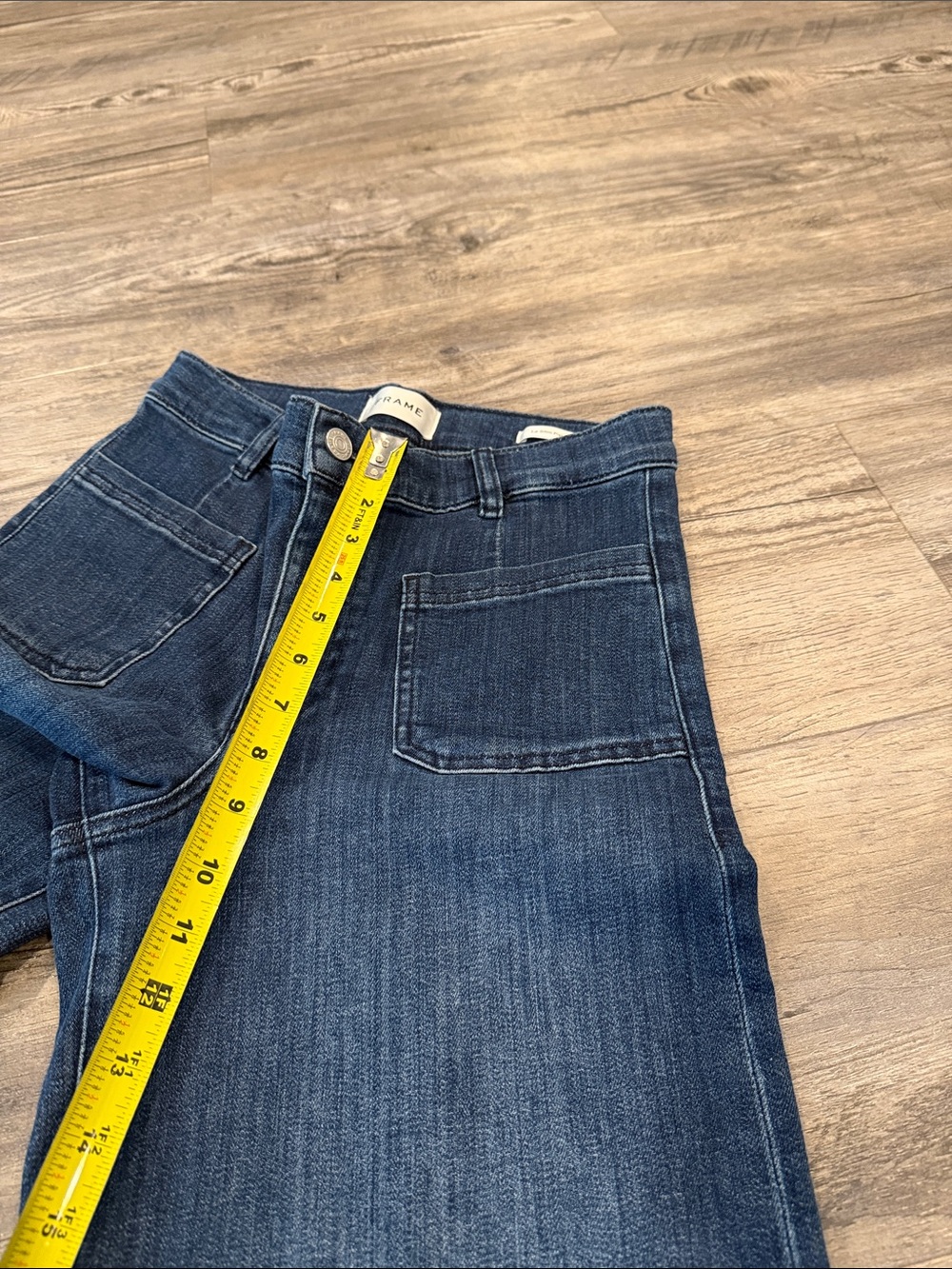 FRAME Le Slim Patch Pocket Palazzo Jeans Thunderstorm Comfort Stretch Denim 27 - Picture 6 of 12